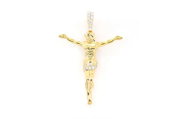 0.10CTW Crucifix Half Diamond Pendant