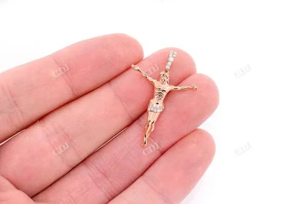 0.10CTW Crucifix Half Diamond Pendant