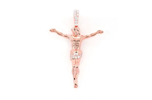 0.10CTW Crucifix Half Diamond Pendant