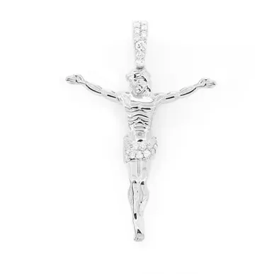 0.10CTW Crucifix Half Diamond Pendant