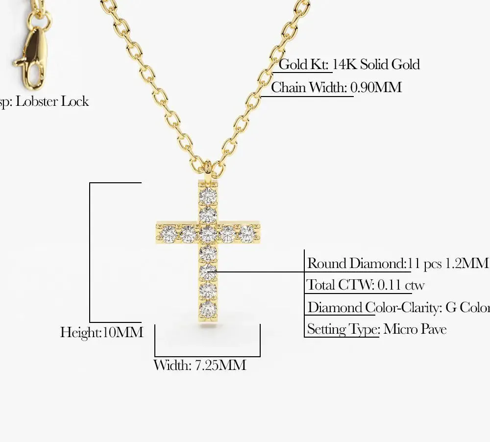 0.11CTW Micro Pave Diamond Cross Necklace