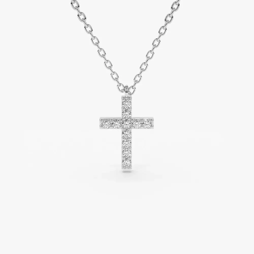 0.11CTW Micro Pave Diamond Cross Necklace