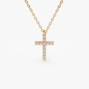 0.11CTW Micro Pave Diamond Cross Necklace