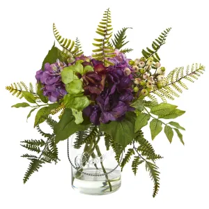 14” Hydrangea & Berry Artificial Arrangement