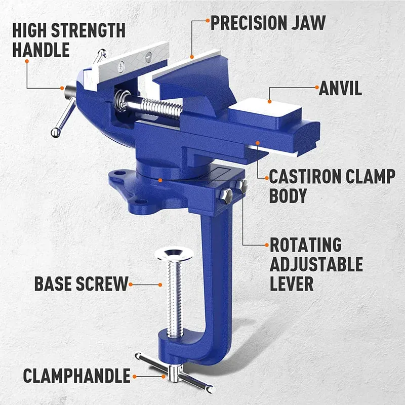 2 in 1 Vise - Universal Wide Application 360 Degree Rotation High Hardness for Woodworking