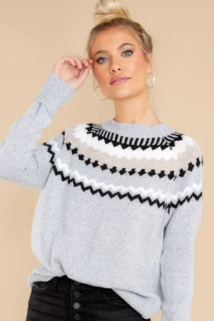 At The Lodge Grey Knit Sweater