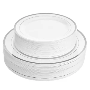 Aya'S 60 Silver Plastic Plates Disposable Heavy Duty Plastic Plates, 30 Plastic