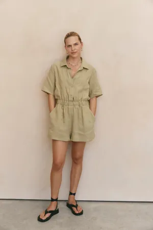 Carmita Linen Romper Sage