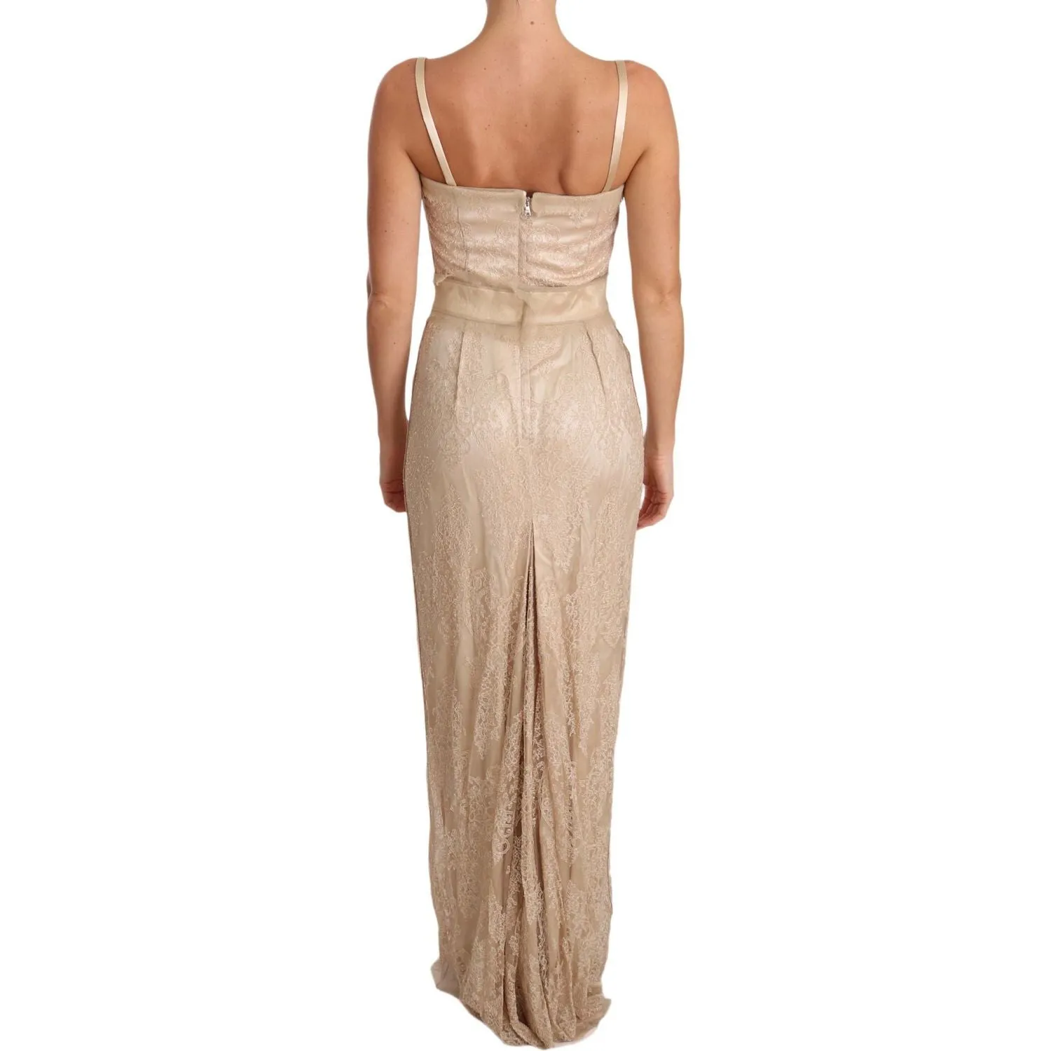 Dolce & Gabbana Elegant Beige Sheath Floor-Length Dress