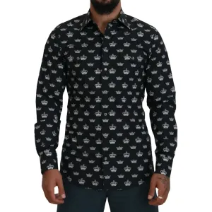 Dolce & Gabbana Elegant Slim Fit Crown Print Formal Shirt