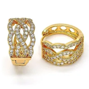 Gold Filled High Polish Finsh Diamond Accent Huggie Hoop Earrings