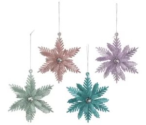 Hanging Glitter Poinsettia 4 Asst (11cm)