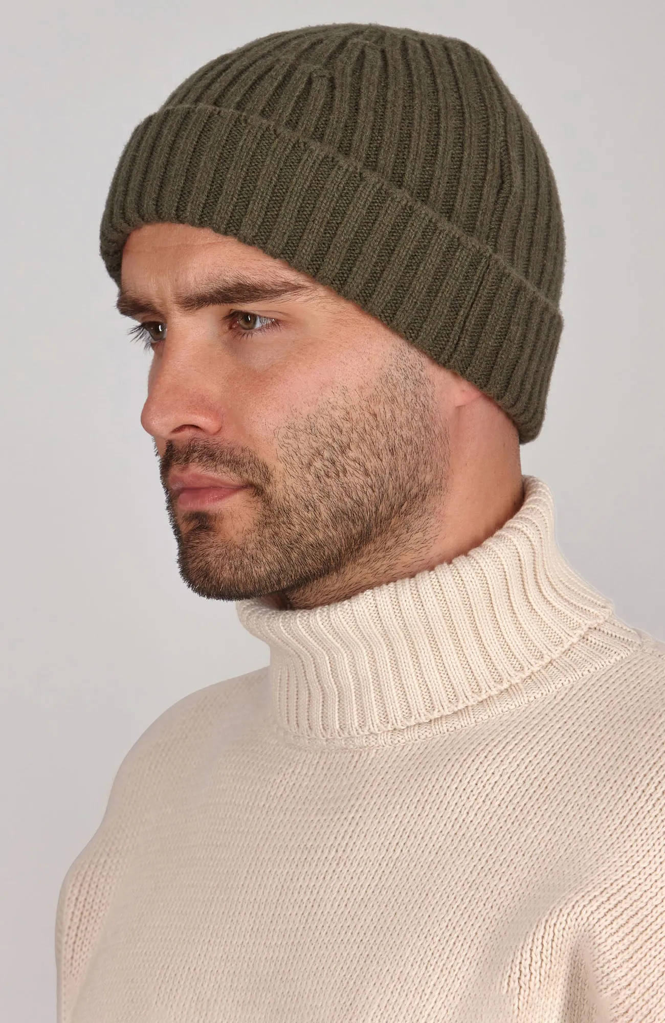 Heavyweight Merino Cashmere Ribbed Beanie