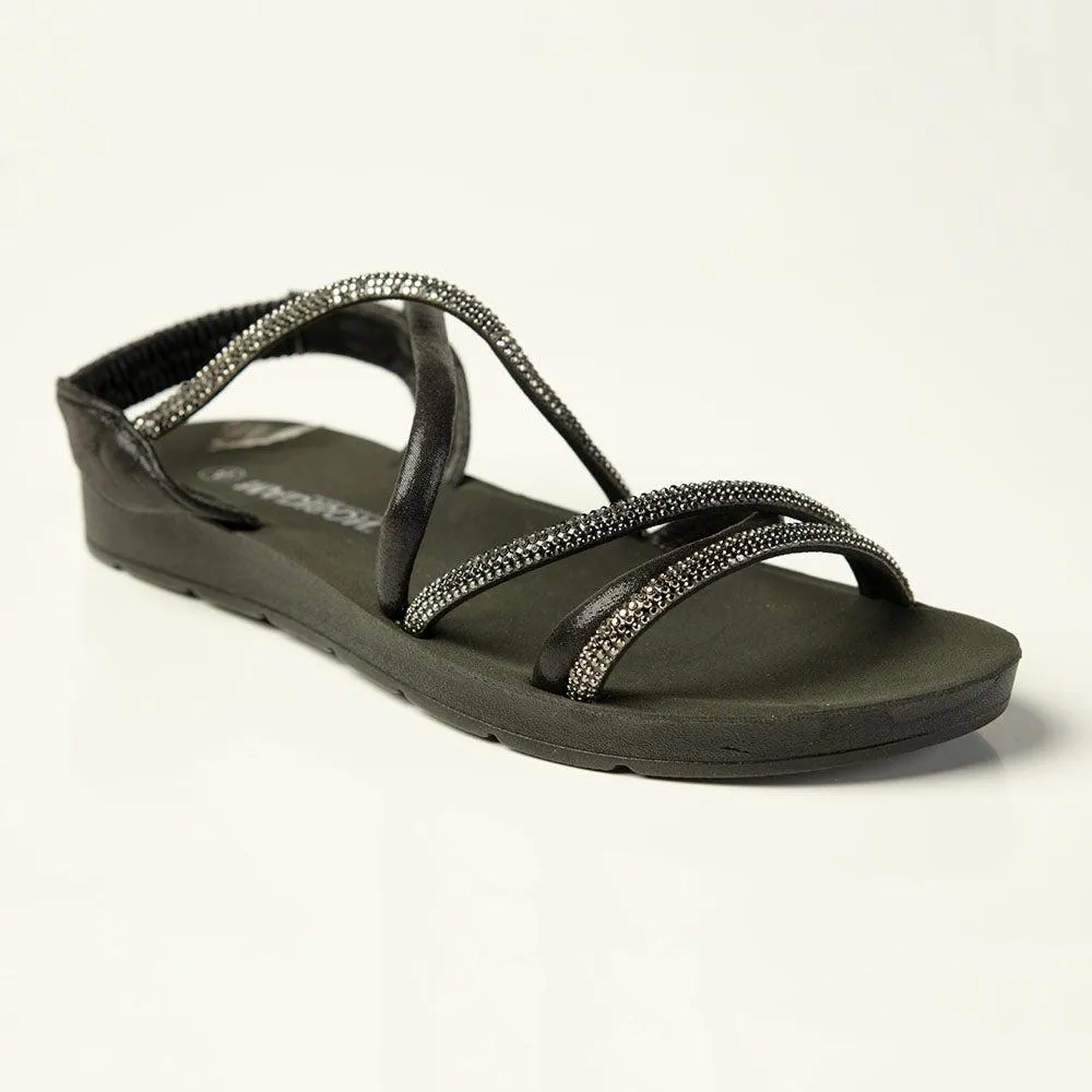 Madison Bling Flat Sandal - Black