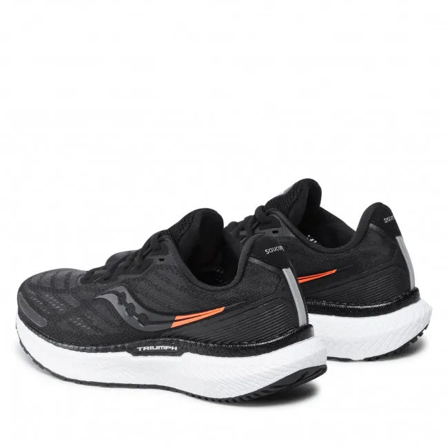 Mens Saucony Triumph 19 Running Shoes - Lightweight Cushioned, Breathable, Black/White