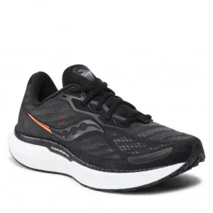 Mens Saucony Triumph 19 Running Shoes - Lightweight Cushioned, Breathable, Black/White