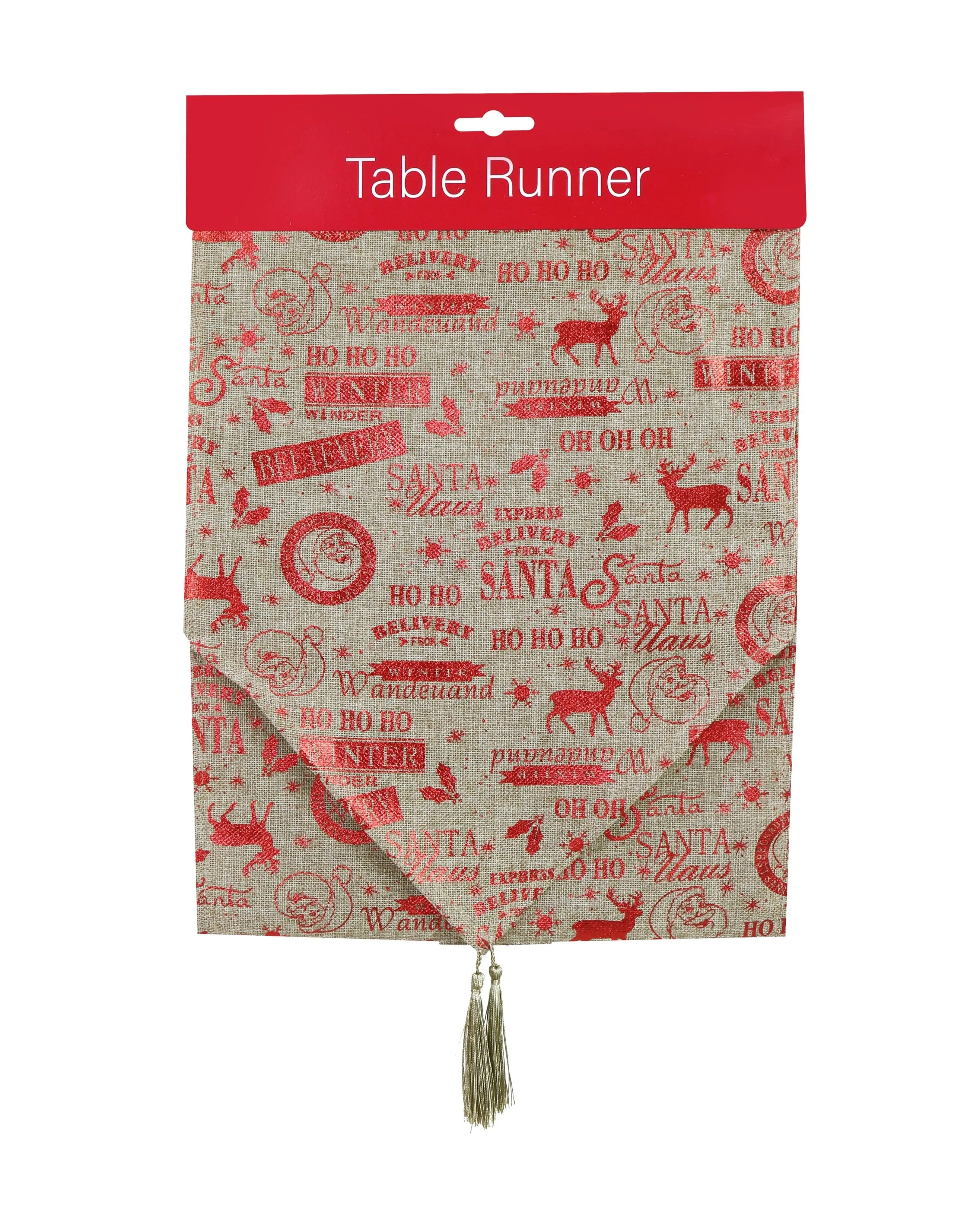 Red Foil Print Runner 4 Asst (180cm)