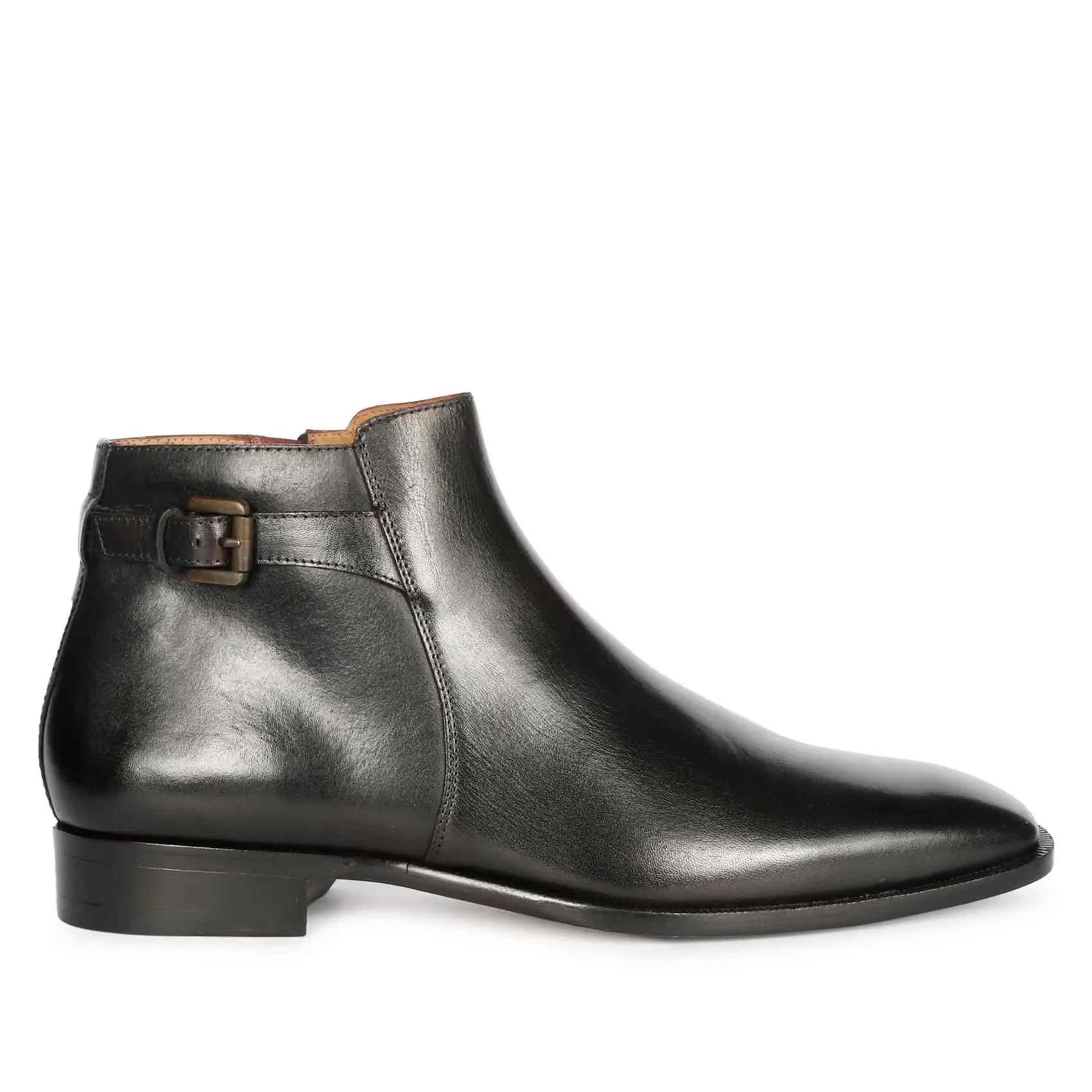 Saint Roger Black Leather Ankle Boot