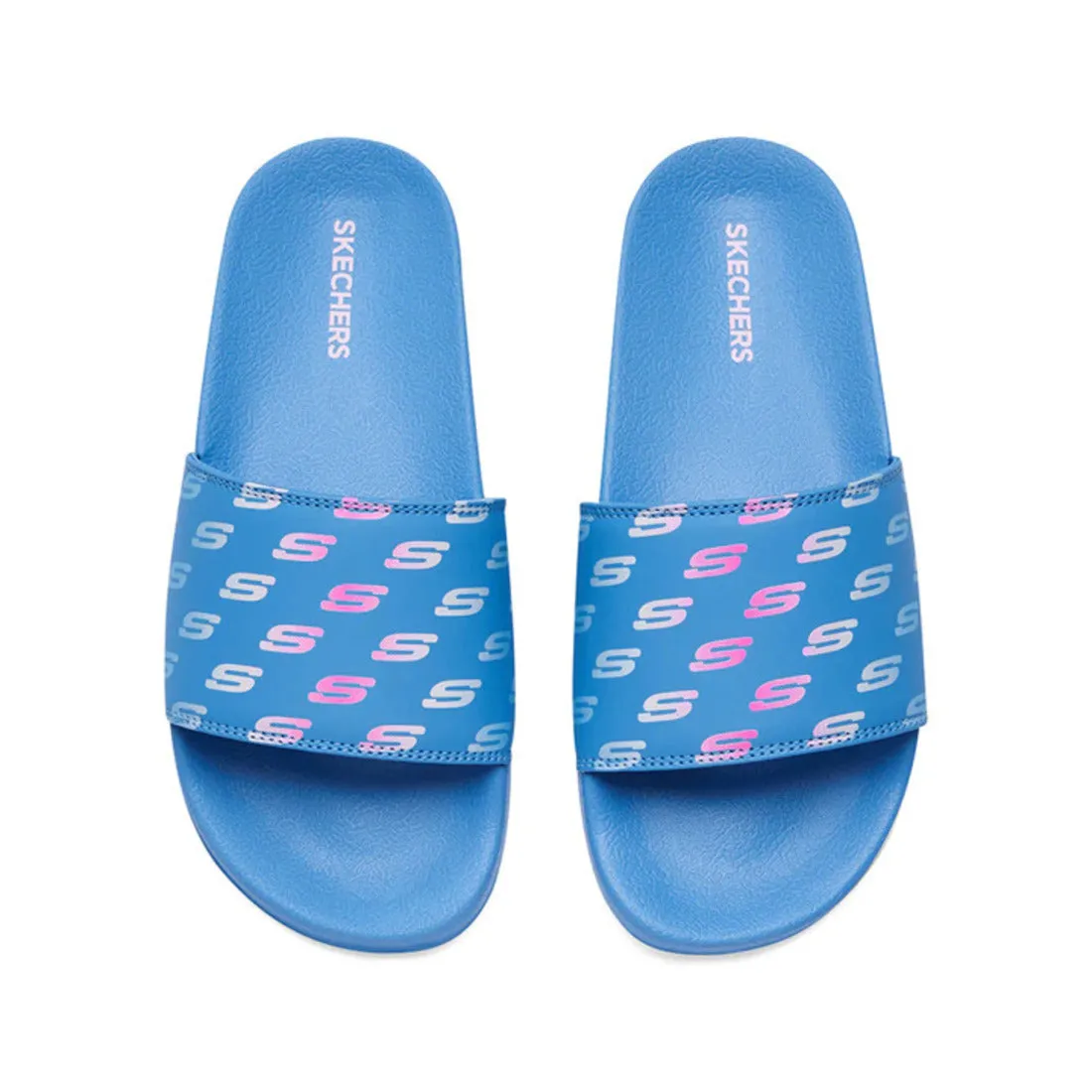 Skechers Cali Side Lines 2 Women's Slides Blue