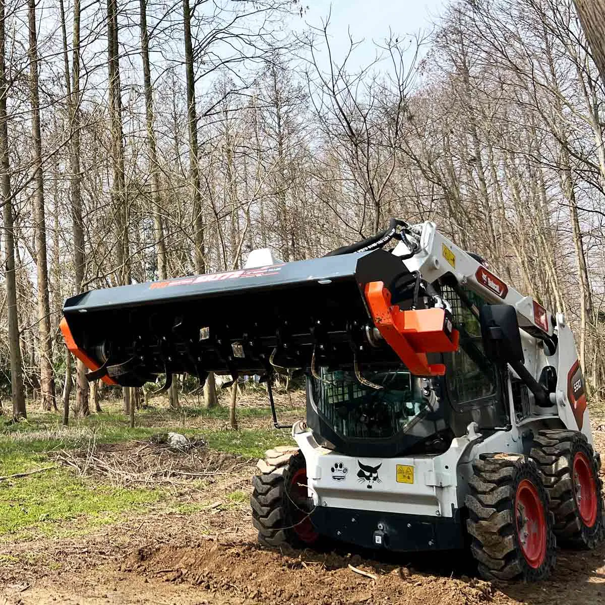 TMG Industrial 72” Skid Steer Rotary Tiller, Bi-Directional, 6” Tilling Depth, Universal Skid Mount, TMG-SRT72