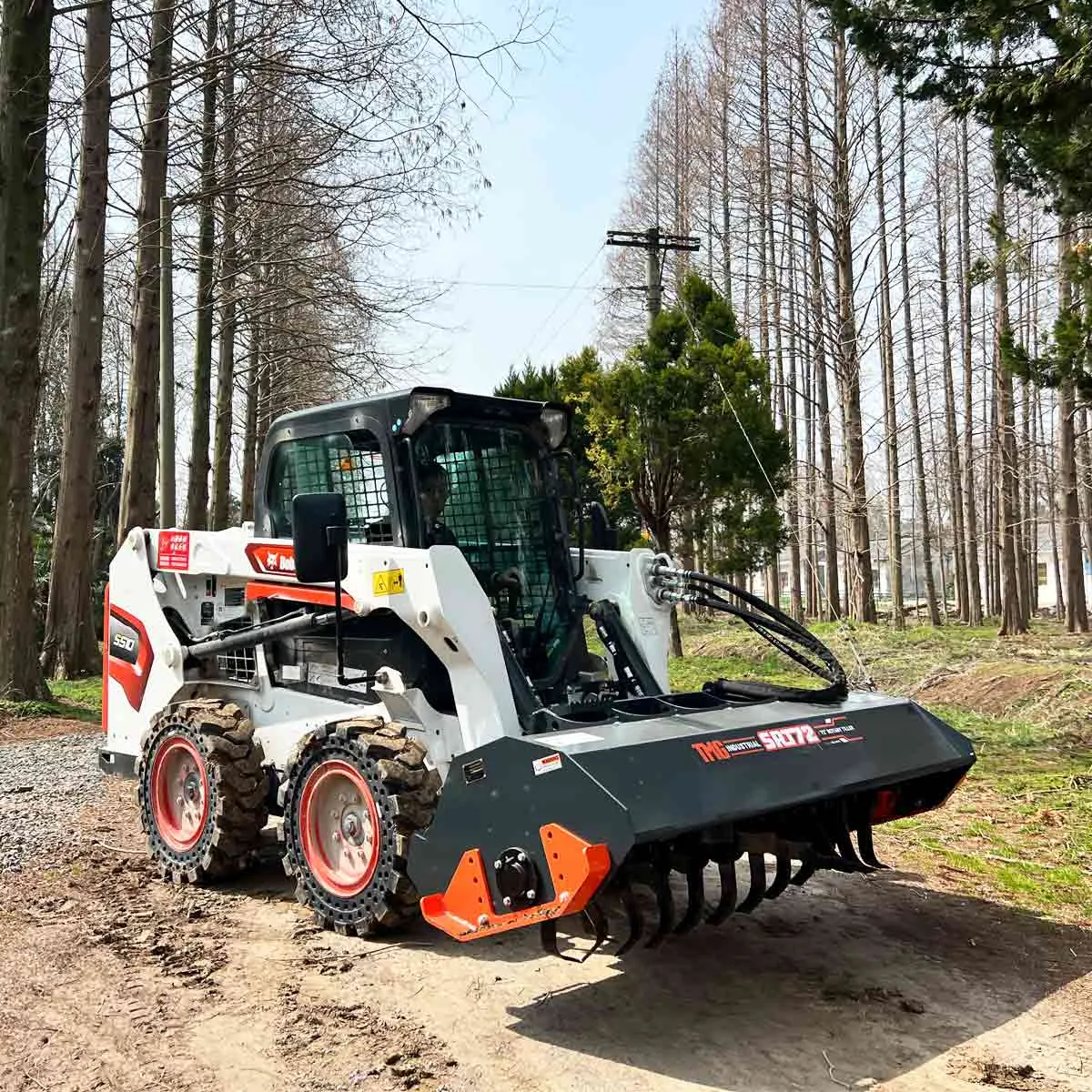 TMG Industrial 72” Skid Steer Rotary Tiller, Bi-Directional, 6” Tilling Depth, Universal Skid Mount, TMG-SRT72