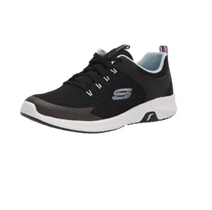 Womens Skechers Ultra Flex Prime Black/Light Blue Casual Lace Up Shoes